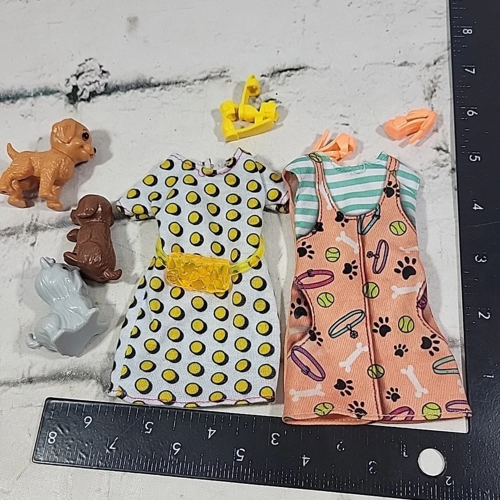 Barbie‎ Doll Clothes Lot Pet Sitter Dog Walker Dresses Shoes W/ Puppy Figures
